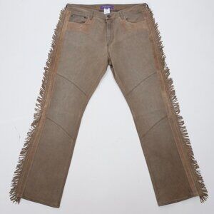 Ralph Lauren Purple Label Collection Jeans 31 suede leather fringe Western